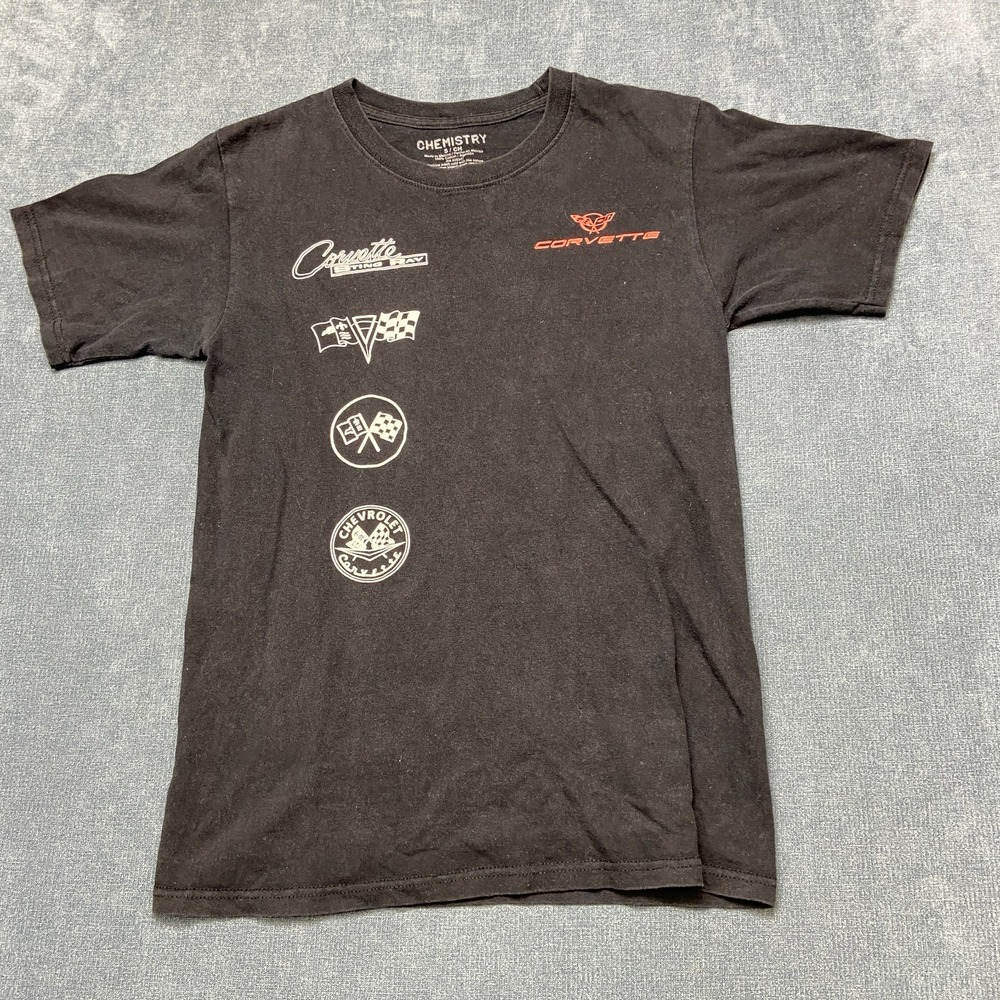 Vintage Chemistry T-Shirt Mens Small Black Graphic Chevrolet Corvette Pullover